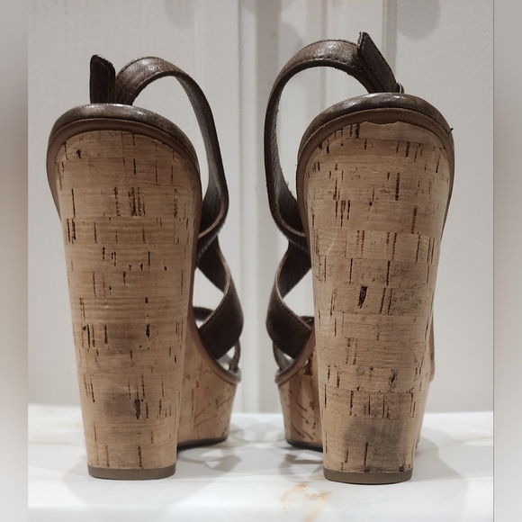 Prada Brown Leather Platform Wedges Size 40.5‎ - Picture 5 of 9